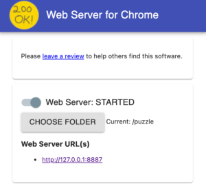 WebServer for Chromeの画面